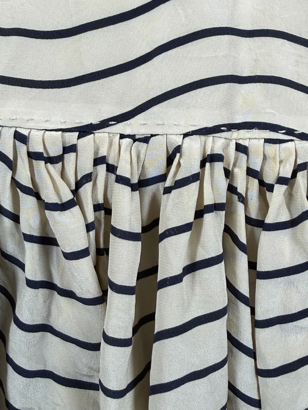 TORY BURCH Silk Knee Length Striped Ruffle Skirt - 8